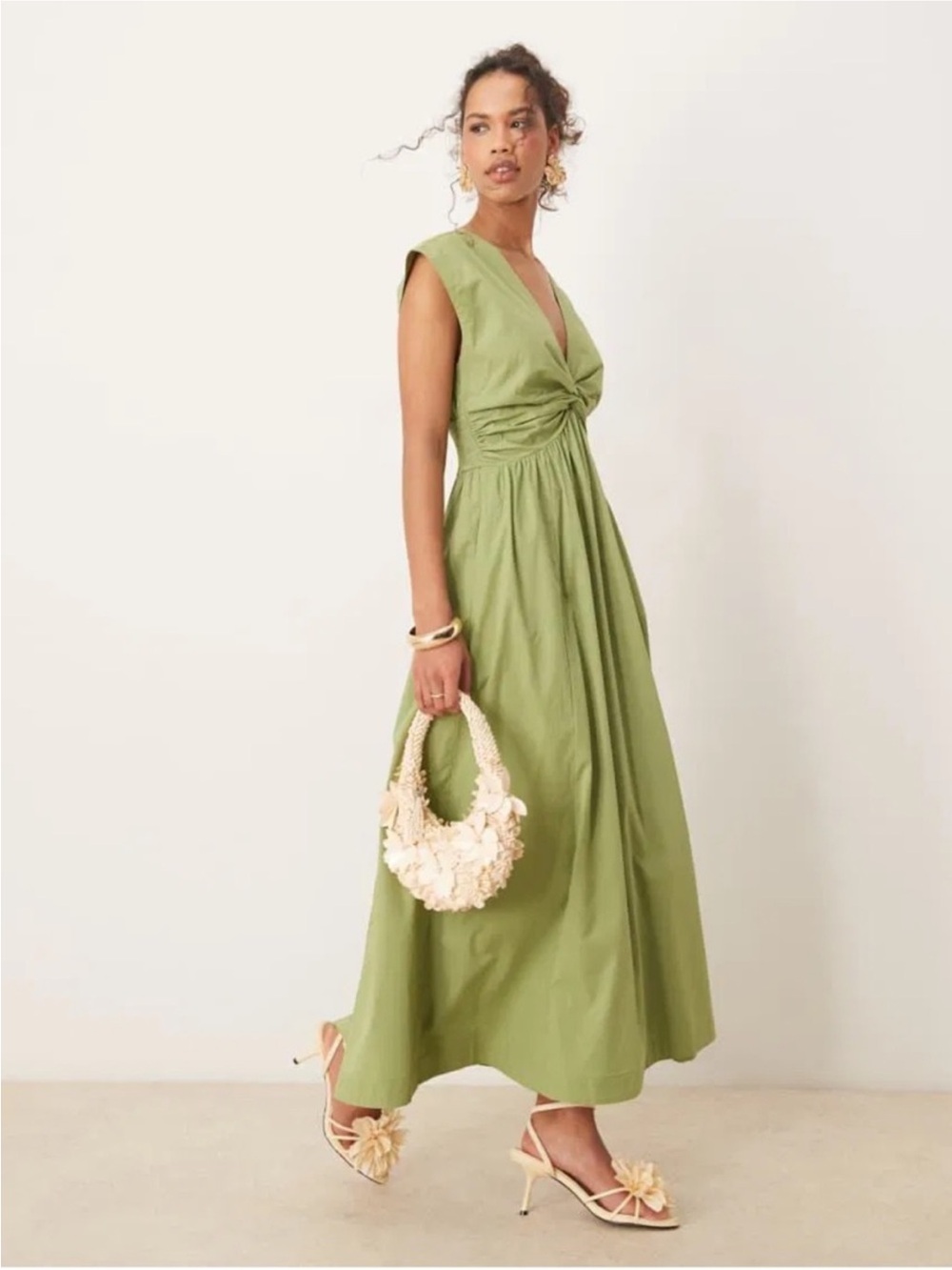 Abercrombie & Fitch Twist Bodice Femme Maxi Dress in Green M tall NWT - Picture 3 of 13
